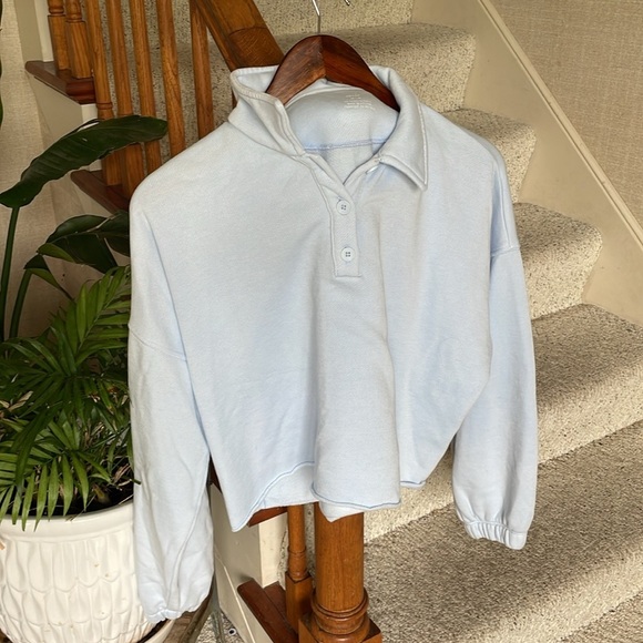NWT Aerie Sky Blue Fleece Of Mine Sweater Medium - Picture 3 of 9